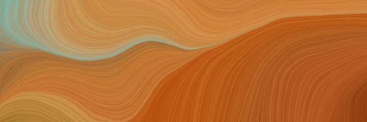 Poster - colorful and elegant vibrant abstract artistic waves graphic with modern soft swirl waves background illustration with coffee, dark sea green and saddle brown color