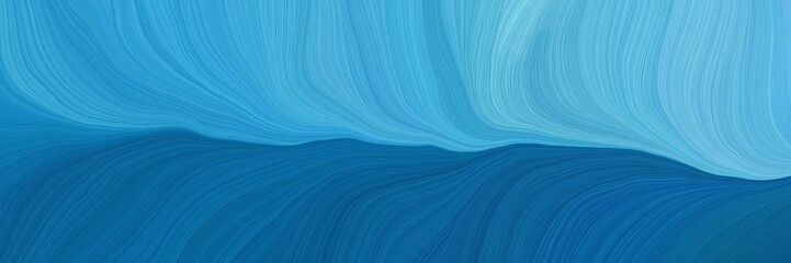 Poster - colorful and elegant vibrant creative waves graphic with modern waves background design with strong blue, medium turquoise and sky blue color