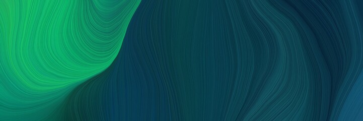 Poster - colorful and elegant vibrant background graphic with curvy background design with very dark blue, medium sea green and teal green color