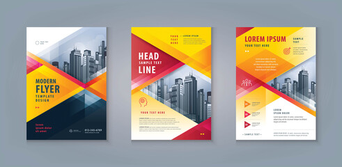 Wall Mural - business leaflet brochure flyer template design set. corporate flyer template a4 size