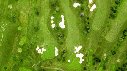 Poster - Drone view of a beautiful golf course in Civry-la-Foret Paris France