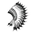 Native american indian headdress graphic illustration isolated on white. Hand drawn vector