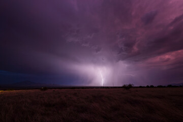 Wall Mural - A lightning storm viewed from Coronado State Park during monsoon season.