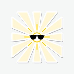 Canvas Print - Sun with sunglasses sticker isolated on gray background