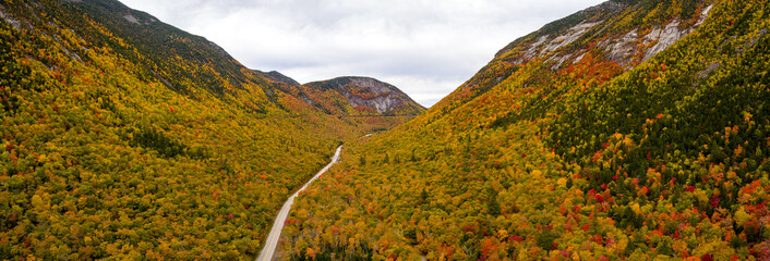 Wall Mural - An aerial panorama of Crawford Notch State Park.