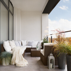 Wall Mural - balcony with rattan furniture