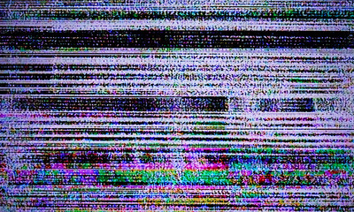 Poster - Glitch art scan line background. TV scan line monitor for old technology concept. Old damaged monitor line spots for aesthetic design.