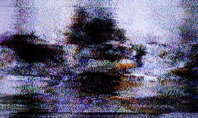 Poster - glitch art scan line background. tv scan line monitor for old technology concept. old damaged monito
