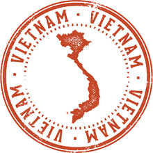 Vintage Style Vietnam Country Stamp