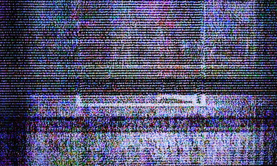 Poster - Glitch art scan line background. TV scan line monitor for old technology concept. Old damaged monitor line spots for aesthetic design.
