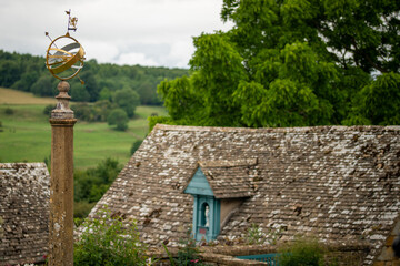 old vintage house rood and gold column