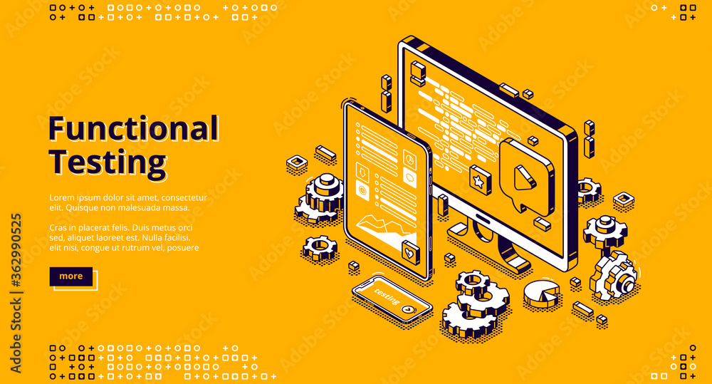 Software testing isometric landing page. Functional test, mobile ...