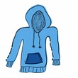 Blue hand drawn hoodie pullover sketch