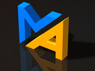 Fototapete - 3D rendering. Stylized 3D font with the letter M and A.