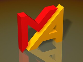 Fototapete - 3D rendering. Stylized 3D font with the letter M and A.