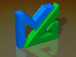 Fototapete - 3D rendering. Stylized 3D font with the letter M and G.