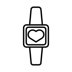 Sticker - smartwatch with cardiology app line style icon