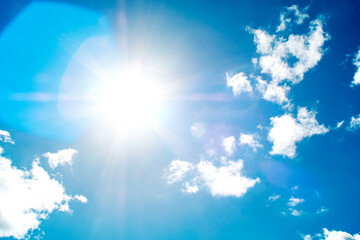 shining sun at clear blue sky