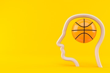 Poster - Basketball ball inside head profile