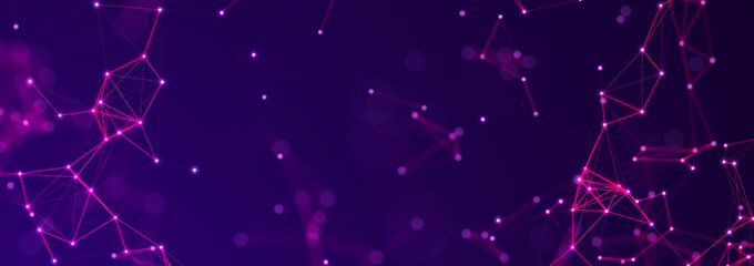 Wall Mural - Digital communication of points. Technological background. Network connection structure. 3D