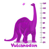 Fototapeta Dinusie - Kids height chart with funny dinosaur. Illustration in flat style for children growth measure, gift for baby birth, shower. Childish meter wall for nursery design with cute dino. 