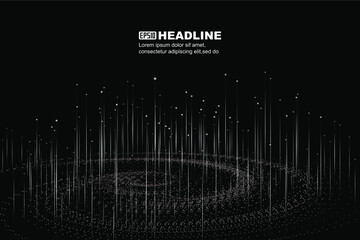Poster - Dot line particle vortex, internet technology big data background.