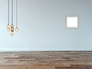 empty house interior design and lamp. 3D illustration