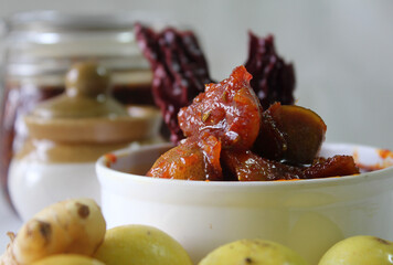 Wall Mural - Indian traditional Lemon pickle also known as Nimbu ka Aachar.selective focus