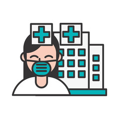 Poster - nurse wearing medical mask in hospital character