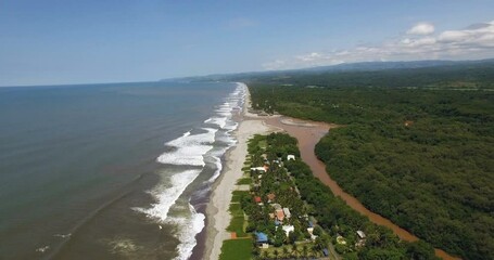 Wall Mural - Aerial footage of a sunny day on the beach in El Salvador, Central America