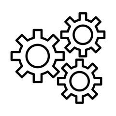 Poster - gears machine work line style icons