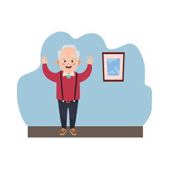 Wall Mural - happy old grandfather avatar character