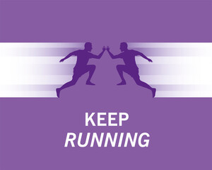 Sticker - silhouette of athletic men running