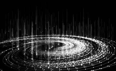 Poster - Dot-line particle vortex, big data, communication technology technology background.