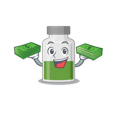 Sticker - A wealthy vitamin syrup cartoon character with much money