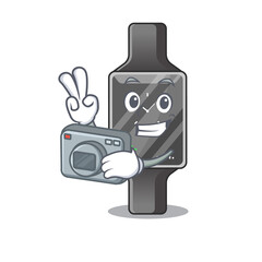 Canvas Print - a proficient photographer smart watch cartoon design concept working with camera