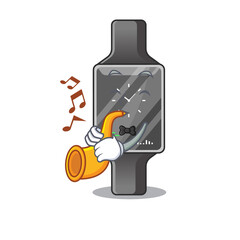 Sticker - Smart watch musician of cartoon picture playing a trumpet on stage