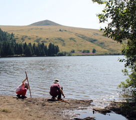 Canvas Print - Enfants près d'un lac