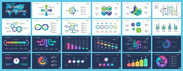 Wall Mural - Inforgraphic diagram design set can be used for business project, for annual report, web design. Startup concept. Option chart, process chart, timeline, donut chart, bar graph, percentage diagram