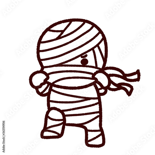 ハロウィンのミイラ男の仮装をする子供 線画 ぬりえ Stock イラスト Adobe Stock