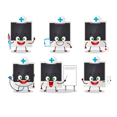 Canvas Print - Doctor profession emoticon with black polaroid cartoon character