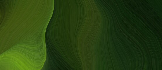 Poster - background graphic element with modern soft swirl waves background illustration with very dark green, dark green and dark olive green color