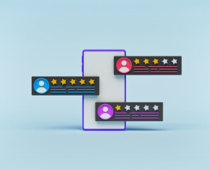 Poster - Online customer quality rating, feedback, review concept. minimal design. 3d rendering
