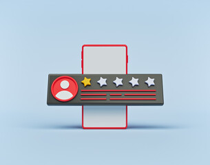 Poster - Online customer quality rating, feedback, review concept. minimal design. 3d rendering