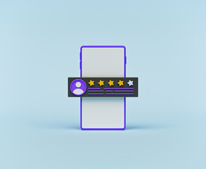 Poster - Online customer quality rating, feedback, review concept. minimal design. 3d rendering
