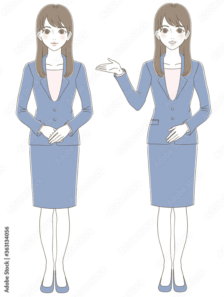 手描き風 スーツを着た女性のビジネス全身イラストセット Wall Mural 美咲 吉井 手描き風 スーツを着た女性のビジネス全身イラストセット Wall Mural 美咲 吉井