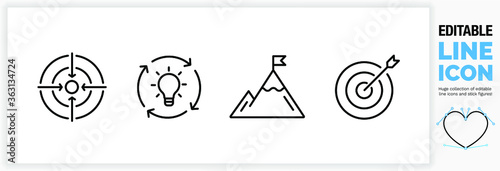 Editable line icon set for personal success stories. Tableau sur Toile