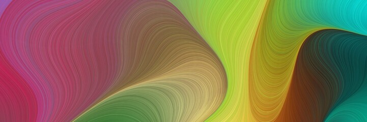Fototapete - abstract colorful backdrop with lines and pastel brown, teal green and yellow green colors. can be used as card, banner or header