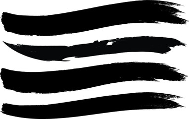 Grunge Paint Roller . Vector brush Stroke . Distressed banner . Black stripes isolated. paintbrush collection . Modern Textured shape . Dry border in Black . Bulge lines