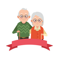 Wall Mural - cute happy grandparents couple avatars characters